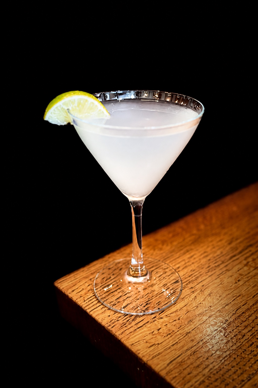The original Margatini cocktail served up with a fresh lime wedge